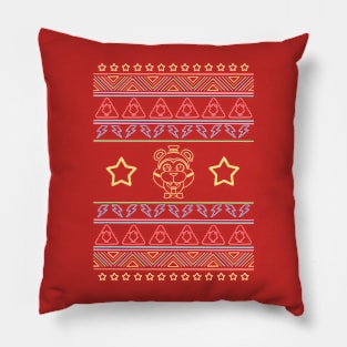 Glamrock Bear Ugly Holiday Sweater Pillow