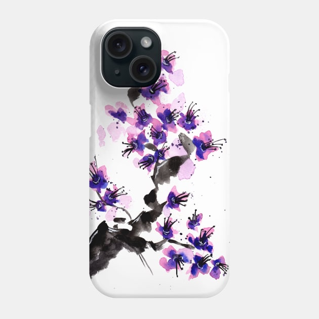 Purple Cherry Blossoms Phone Case by ZeichenbloQ