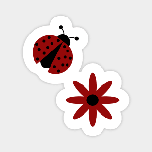 cute ladybug red flower Magnet