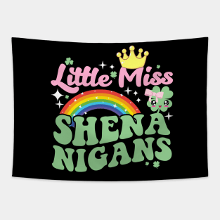 Little Miss Shenanigans St Patricks Day Cute Girl Clover Tapestry