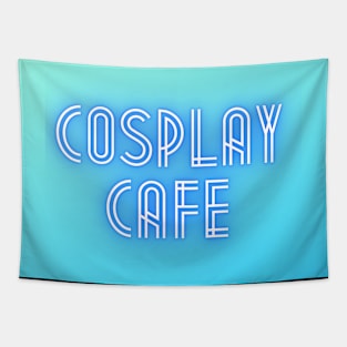 Cosplay Cafe Podcast logo (blue) Tapestry