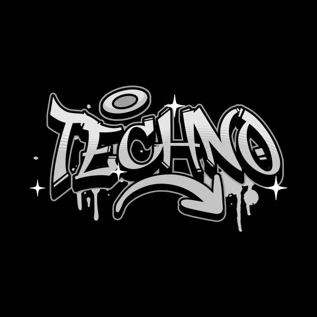 TECHNO  - Graffiti Tech (Grey) by DISCOTHREADZ 