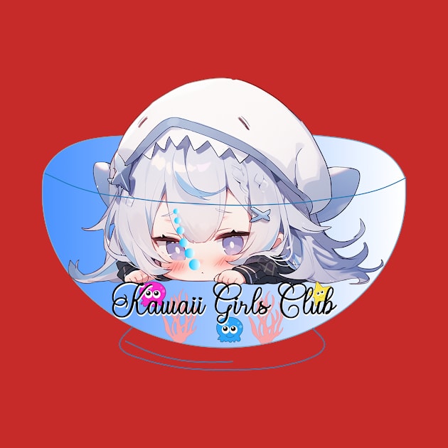 Kawaii Girls Club - Cute Chibi Shark Girl by PlayfulPandaDesigns