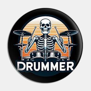 Skeleton drummer music lover Pin