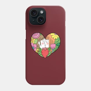 couple kiss heart shape Phone Case