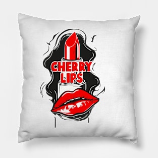 Cherry Lips Lipstick Design Pillow