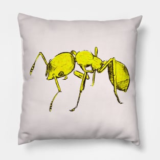 Ants Bright Yellow Sketch Pillow