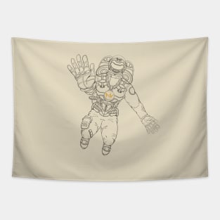 Spaceman Black Outline Tapestry