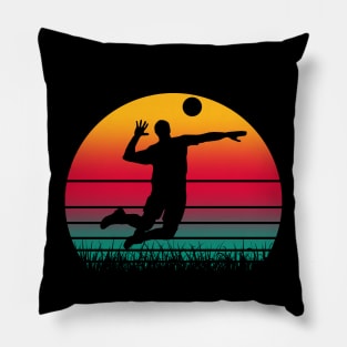 Travel back in time with beach volleyball - Retro Sunsets shirt featuring a player! Pillow