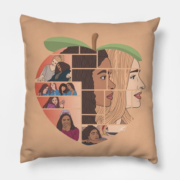 Ginny and Georgia Peach Pillow by Kath Fernweh