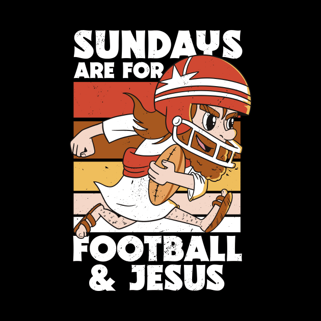 Retro Sundays Are For Football & Jesus // Funny Church Sunday Football Jesus by SLAG_Creative