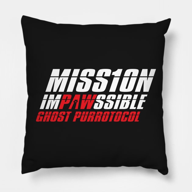 Mission Impawssible Text Only Pillow by Cinestore Merch