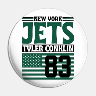 New York Jets Conklin 83 American Flag Football Pin