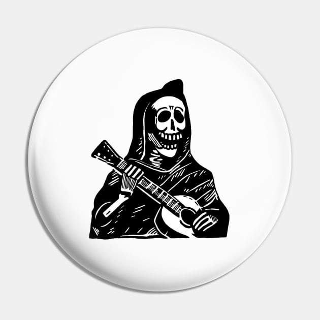 Day of the dead - Skeleton playing guitar Pin by Witch of the North Shop