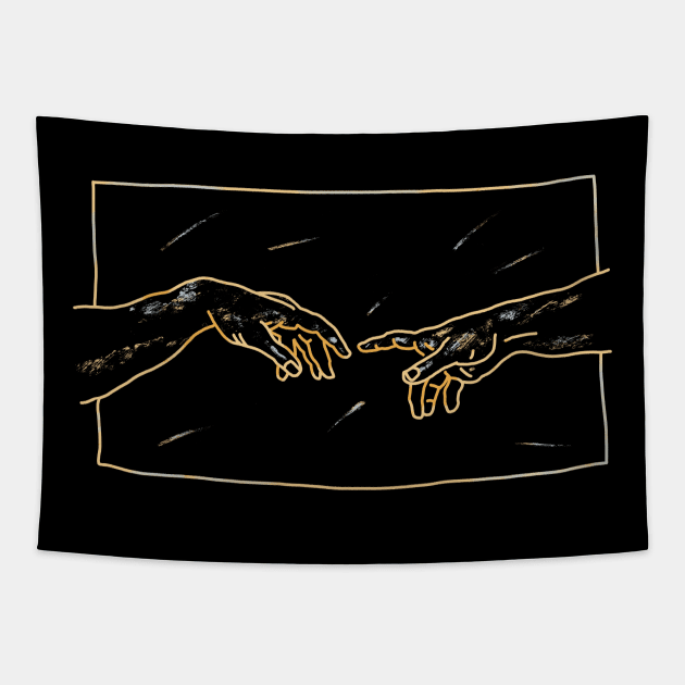 Homage To Michelangelo Buonarroti The Creation Of Adam Tapestry by okpinsArtDesign