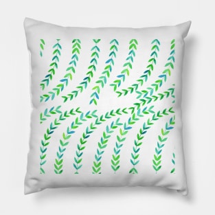 Watercolor Vines - Green & Blue Pillow