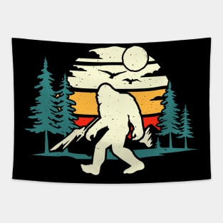 Vintage Bigfoot Forest Camping Tapestry