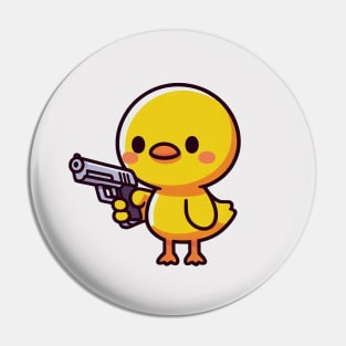 cute duck with a gun Pin