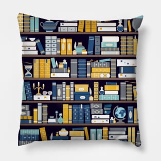 Common Room Bookcase - Blue and Gold Pillow