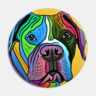 Pitbull Dog Rainbow Painting Pin