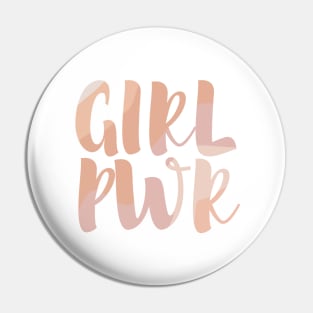 Girl Power Pwr Pink Beige Typo Lettering Pin