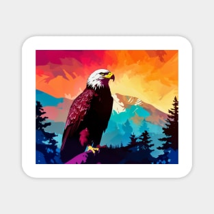 Majestic Eagle Silhouette: Freedom's Colors Magnet