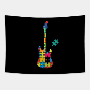 Color Puzzle S-Style Electric Guitar Silhouette Tapestry