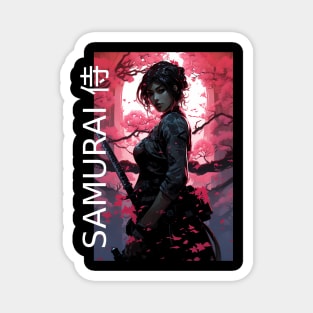 Japanese Sakura Samurai Girl Magnet