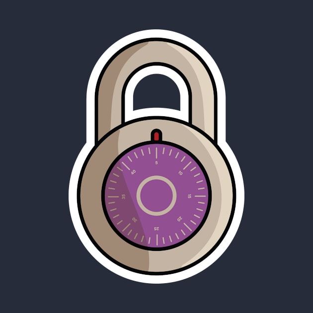 Padlock For Password Secure Sticker vector illustration. Technology and safety objects icon concept. Symbol protection and secure. Cyber security digital data protection concept sticker design. by AlviStudio