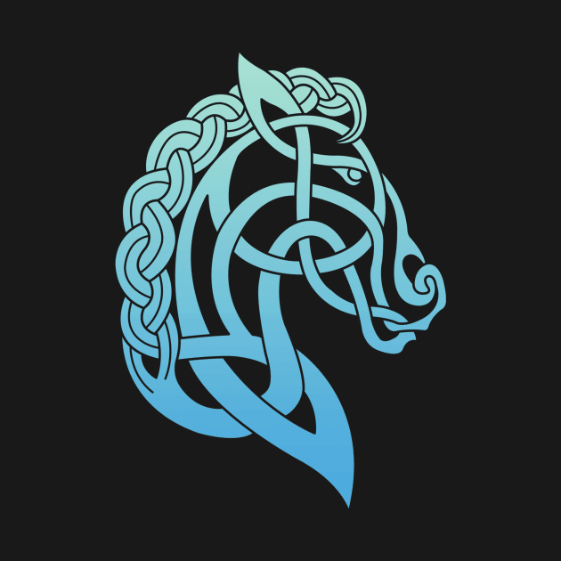 Celtic Horse Teal & Aqua Blend by Daniel Ranger