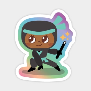 Teal Ninja in Rainbow Magnet