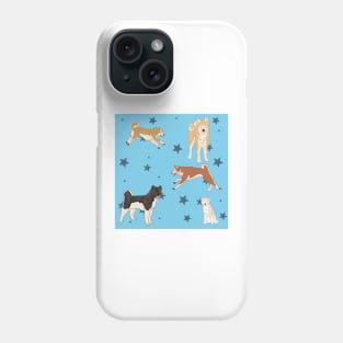 Blue Akitas and Stars Phone Case