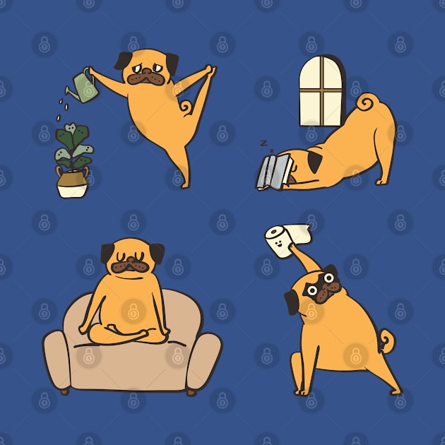 Pug Yoga at Home by huebucket