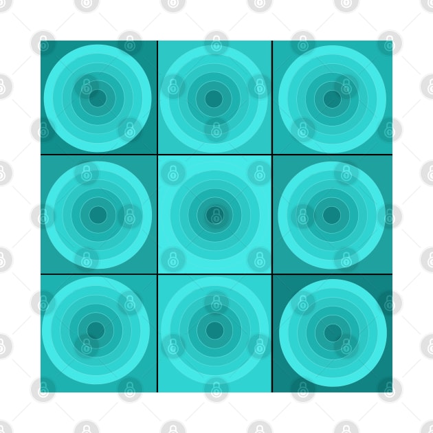 Aqua Geometric Circles and Squares by VazMas Design