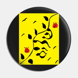 Shalom on The Vine in Black and Yellow Pin