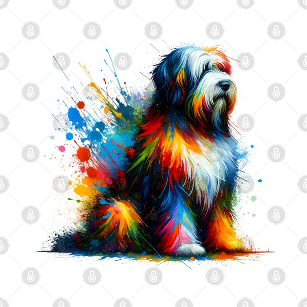 Vibrant Splashed Paint Polish Lowland Sheepdog Artwork by ArtRUs