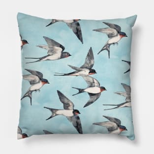 Blue Sky Swallow Flight Pillow