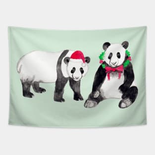 Deck The Halls With Pandas Tapestry