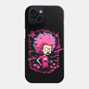 Pink Anger - Teenage frustration with wild hair Phone Case