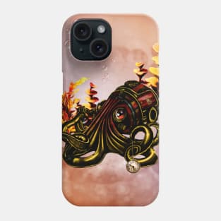 Awesome steampunk octopus with plants Phone Case