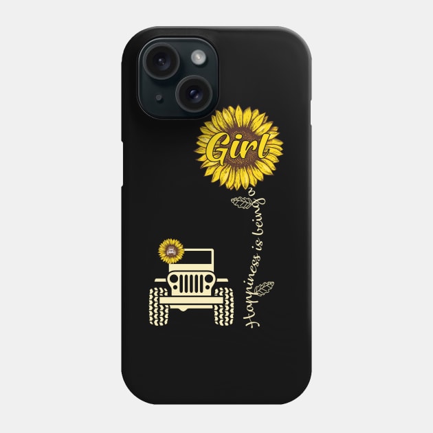 Jeep Sunflower Jeep GIrl Happiness is being a Girl Jeep Women Phone Case by Jane Sky