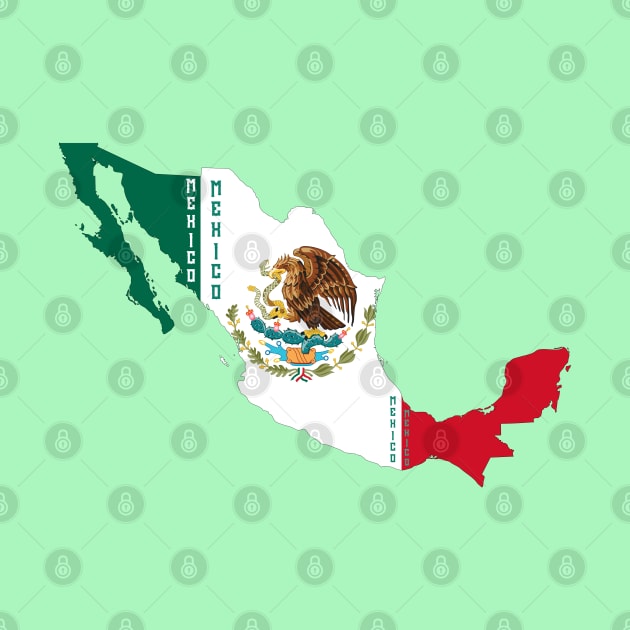 Mexico flag & map by Travellers