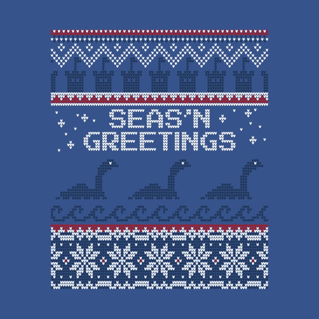 Seas 'N Greetings Loch Ness Monster Ugly Christmas Sweater by Strangeology