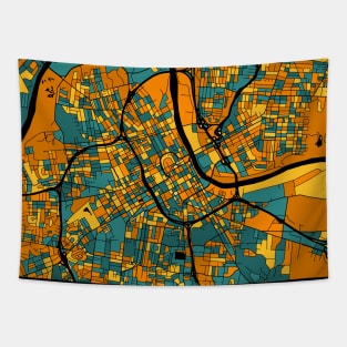 Nashville Map Pattern in Orange & Teal Tapestry