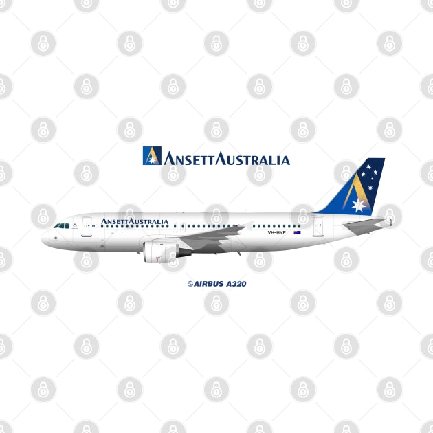 Illustration of Ansett Australia Airbus A320 by SteveHClark