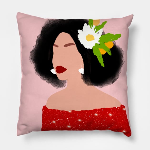 Red Lady 2 Pillow by Miruna Mares