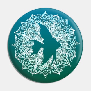 Turquoise Mandala Circle Fish Pin