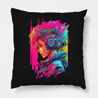 Neon Cyberpunk Hacker - V1.01 Pillow