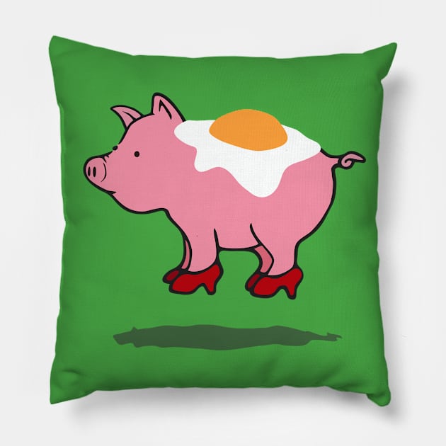 Pig Over Easy Pillow by noranovak