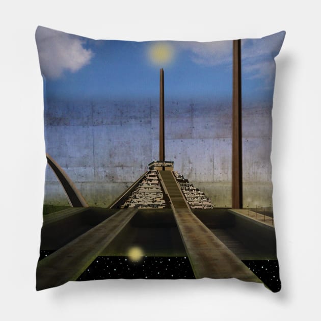 Pyramid Towers Relocated Pillow by dennye